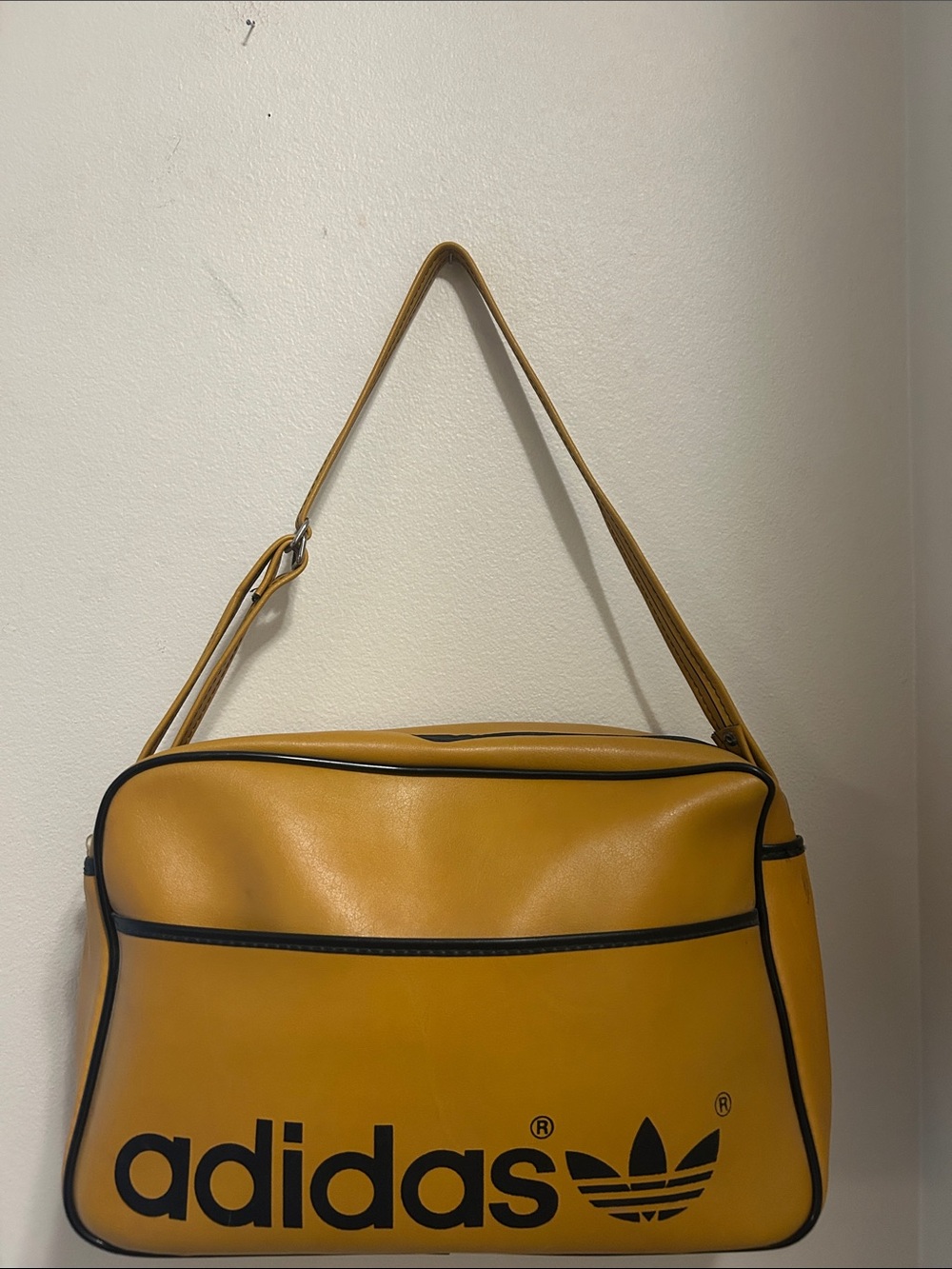 VINTAGE 70s Adidas Yugoslavia Sports Duffel Bag Mustard Yellow Rare ART 4031